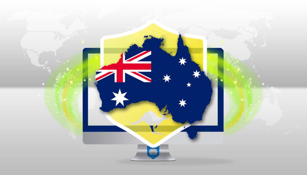 Australia map icon and Techrobot logo