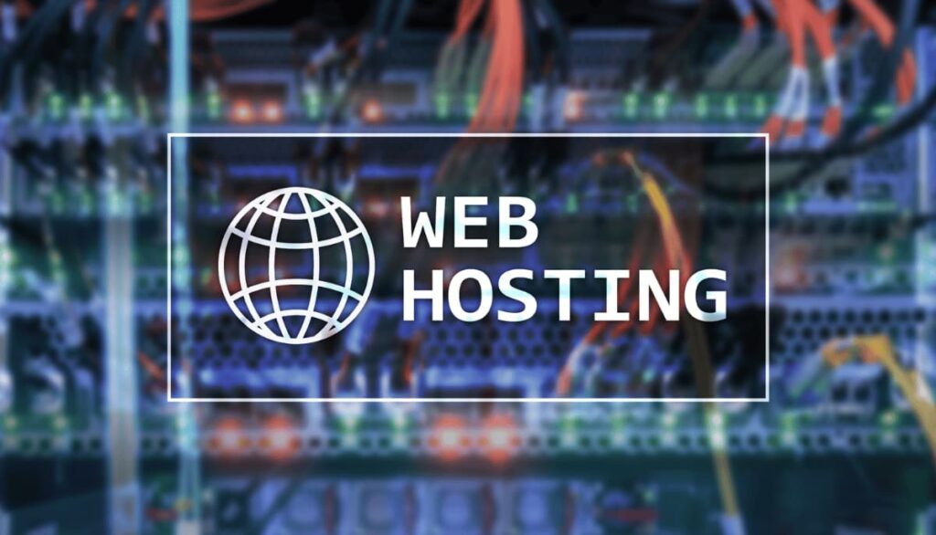 server image with world icon and web hosting text