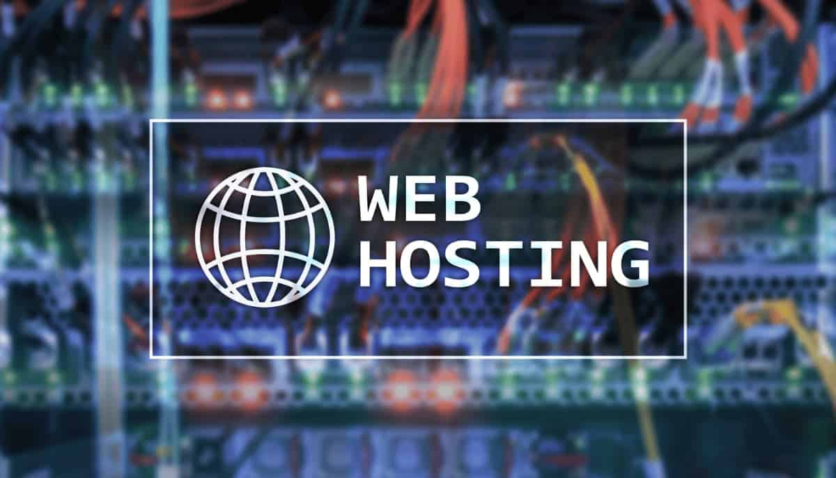 server image with world icon and web hosting text