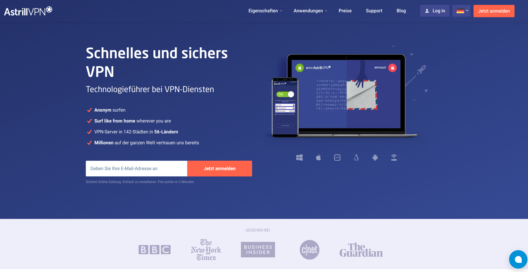 Astrill VPN startsiete