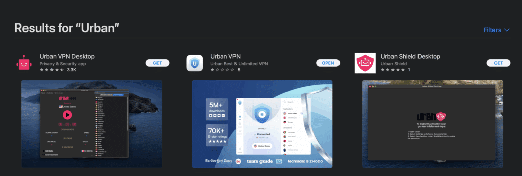 Urban VPN's free Safari extensions