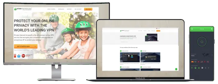Private Internet Access shown on multiple devices